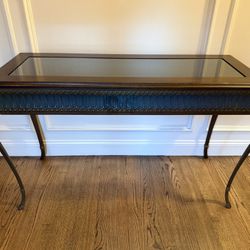 Elegant Glass-Top Entryway Table – 4 ft x 1.5 ft