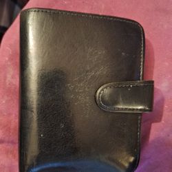 Vintage Coach Classic Black Water Buffalo Leather Compact Coin Clutch Wallet 4882