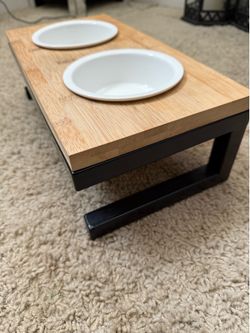 MODERN STYLE ELEVATED DUAL PET BOWLS