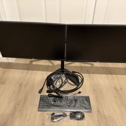 Dual DELL E2722HS 27” Gaming Monitors LCD W Stand And HDMI, FREE mouse And Keyboard Included. 