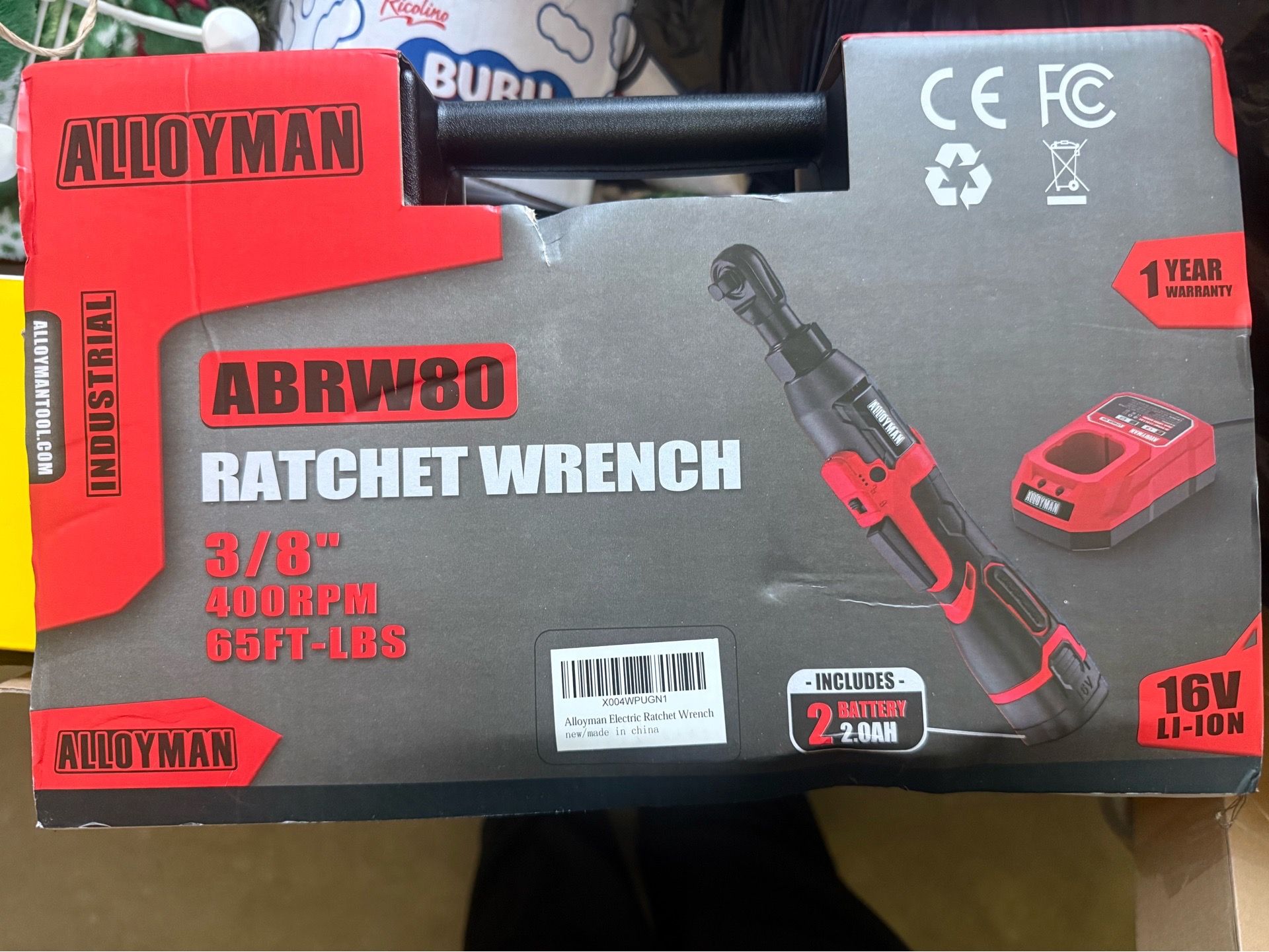 Alloyman 3/8" 16V Cordless Brushless Ratchet Wrench Set 65FT-LBS Torque