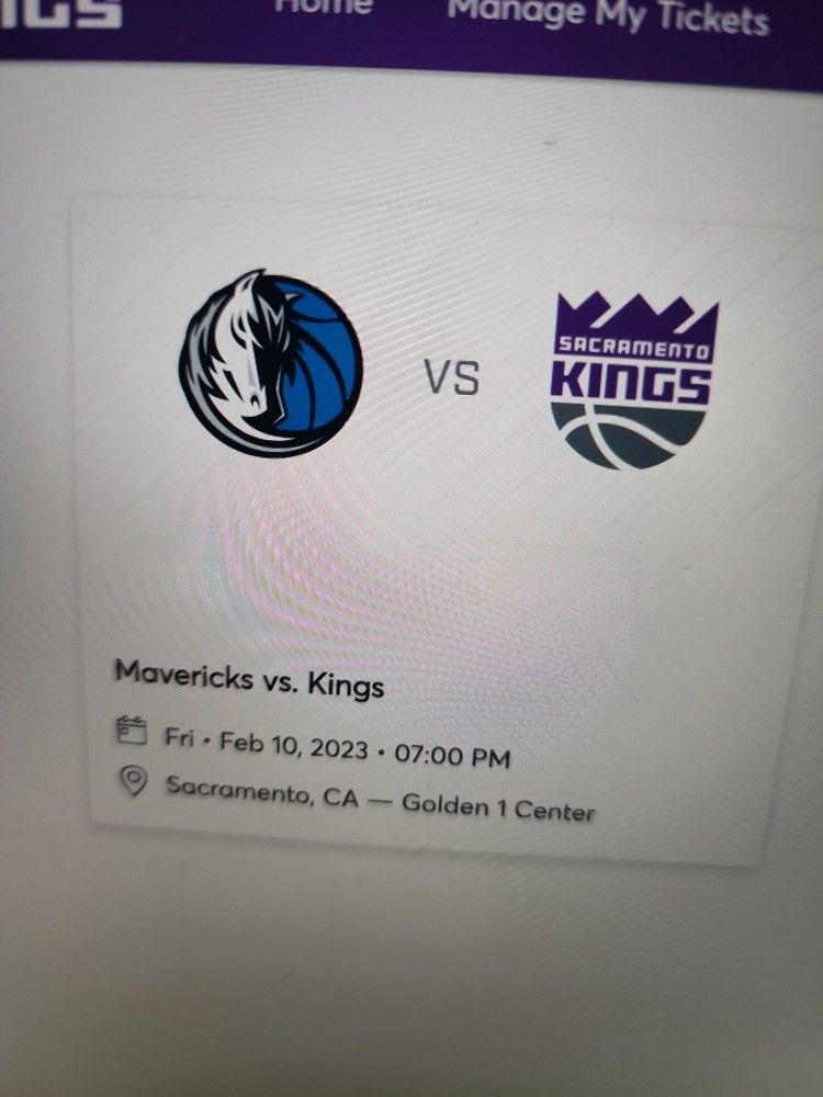 4 Tickets To Kings Vs Mavs This Friday