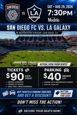 San Diego FC vs LA Galaxy- Saturday, August 29