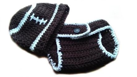 Baby Football Sports Fan Beanie Hat and Diaper Cover-Custom Personalized Unisex Photo Prop Adjustable