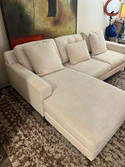 Beige Sectional Sofa with Chaise