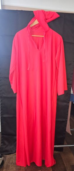 Red Hooded Costume Robe with Drawstring