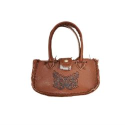 Vintage Brown Faux Leather Doll Handbag