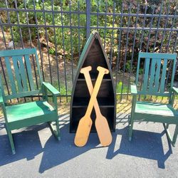 Charming Indoor / Outdoor Green Rocking Chairs- Real Wood