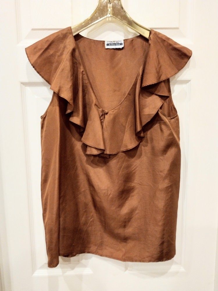Women's Silky Rust Colored Blouse XS