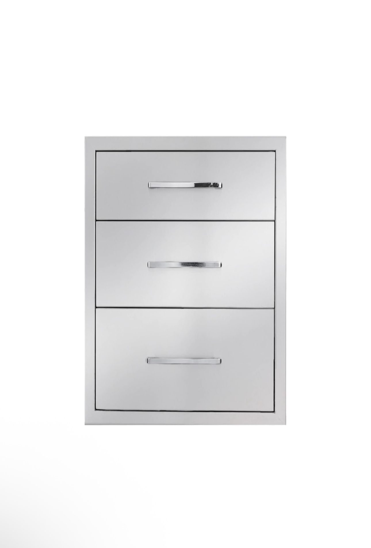 Outdoor Kitchen Drawers Stainless Steel 3-Drawer BBQ Drawer 18" W x 23" H x 21" D Enclosed Built-in Drawer Flush Mount for Outdoor Kitchens & BBQ Isla