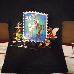 VTG 1997 Looney Tunes Official USPS Stamp Graphic Tee – Bugs Bunny S/M  18.5x25"