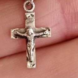Vtg.Sterling Silver 925~ Crucifix Charm