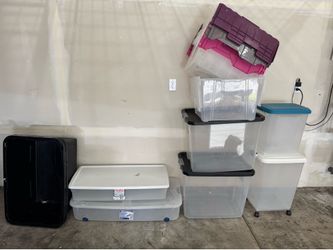 Assorted Sterilite and Plastic Storage Bins