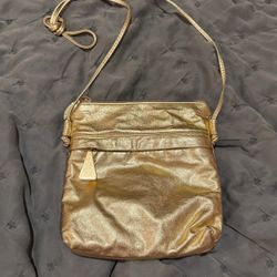 Vintage Metallic Gold Crossbody Bag