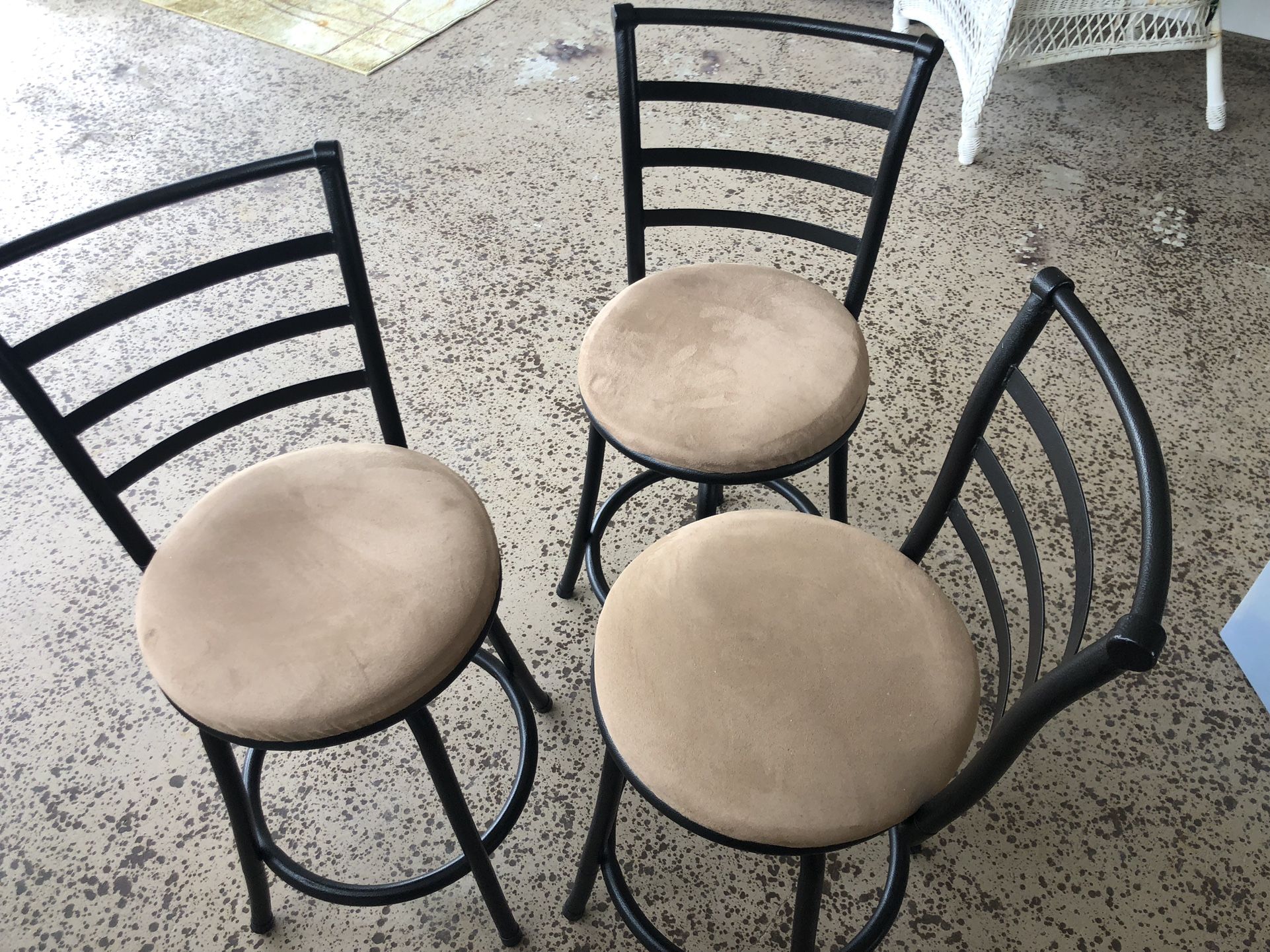 STOOLS - Three Rod Iron Black Stools.