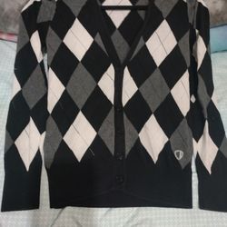 Cardigan Checkered Print 