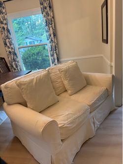 White Slip Cover Love Seat 2 person couch