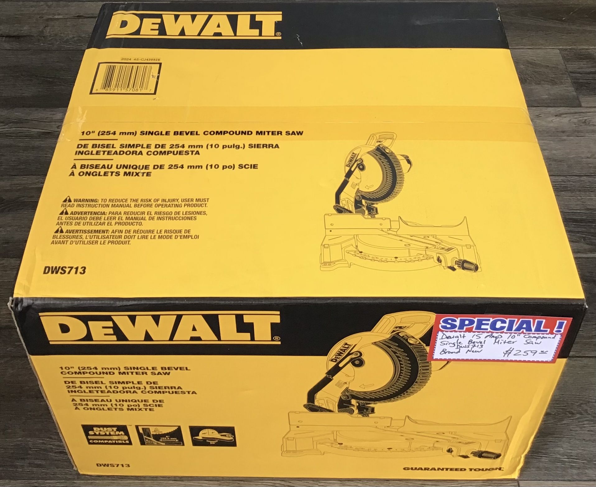 Dewalt 15 Amp 10” Compound Single Bevel Miter Saw Brand New