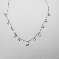 Brand New Sterling Silver 925 Multi Stars Gemstone Necklace 