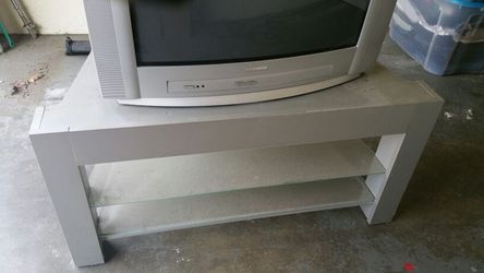 TV Stand with Glass Shelves