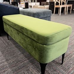 Large Modern Green Velvet Storage Bench – Stylish & Functional Accent Furniture, New ✨ 