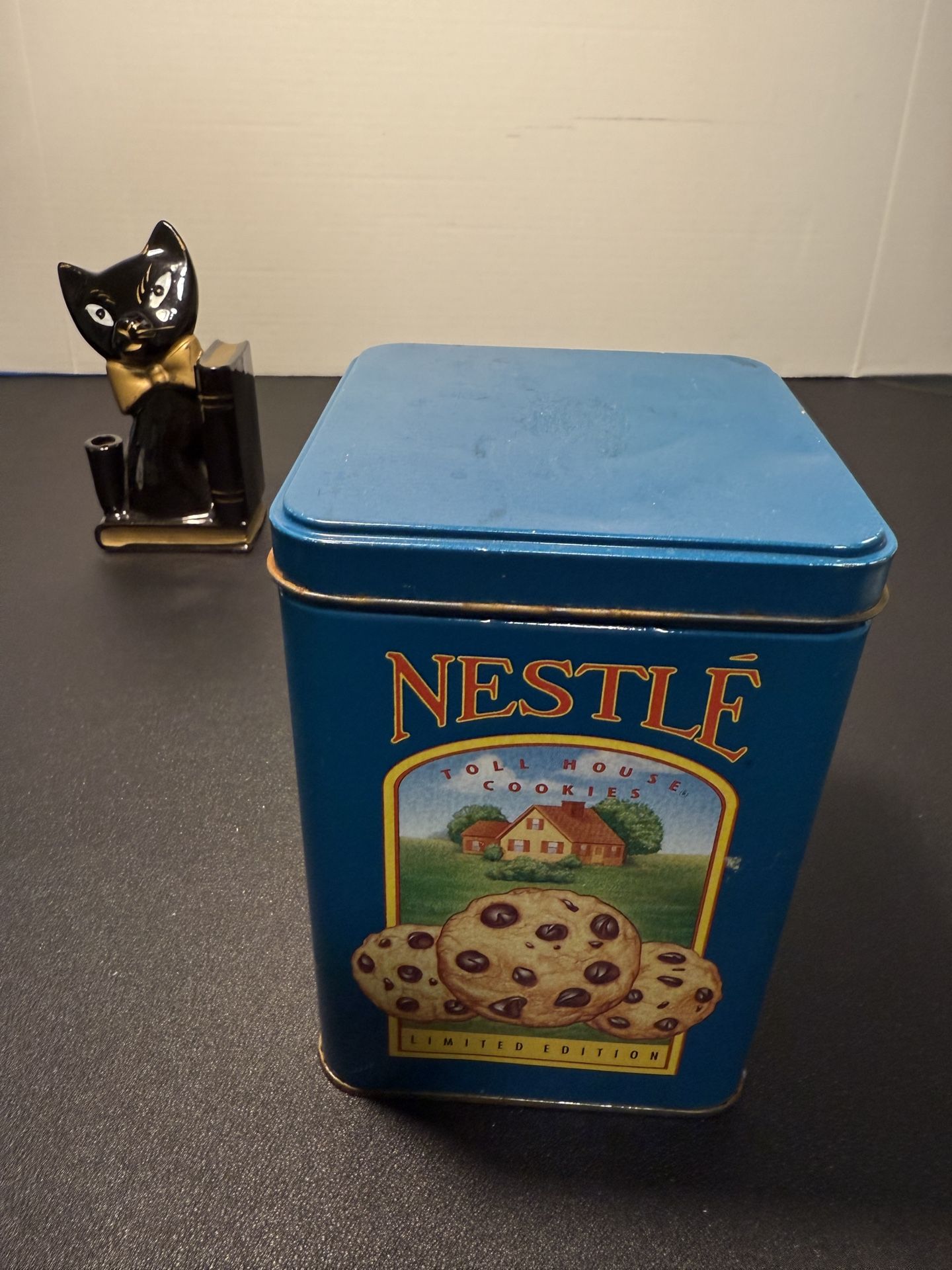 Nestle Vintage 1989 Tall Morsels Collectible Tin, 4 X4x6.5”