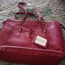 Buxton Red Leather Tote Bag