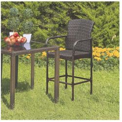 Tangkula Set of 2 Patio Bar Stools Chairs Furniture.