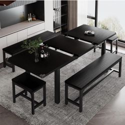 Expanding Table Dining Set With Custom Cushions