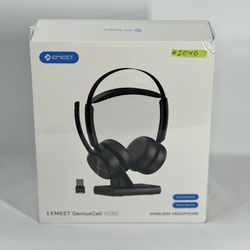 #2040 Emeet GeniusCall HS80 Wireless On-Ear Bluetooth Headset w/ Charging Base SEALED