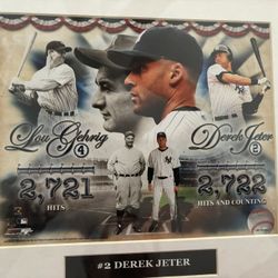 Framed Photograph Of Lou Gehrig And Derek Jeter