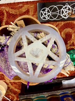 Natural purple agate star pentagram carving decor