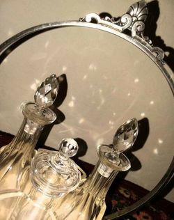 VINTAGE ORNATE SILVER CRYSTAL VICTORIAN JAR CRUET SET