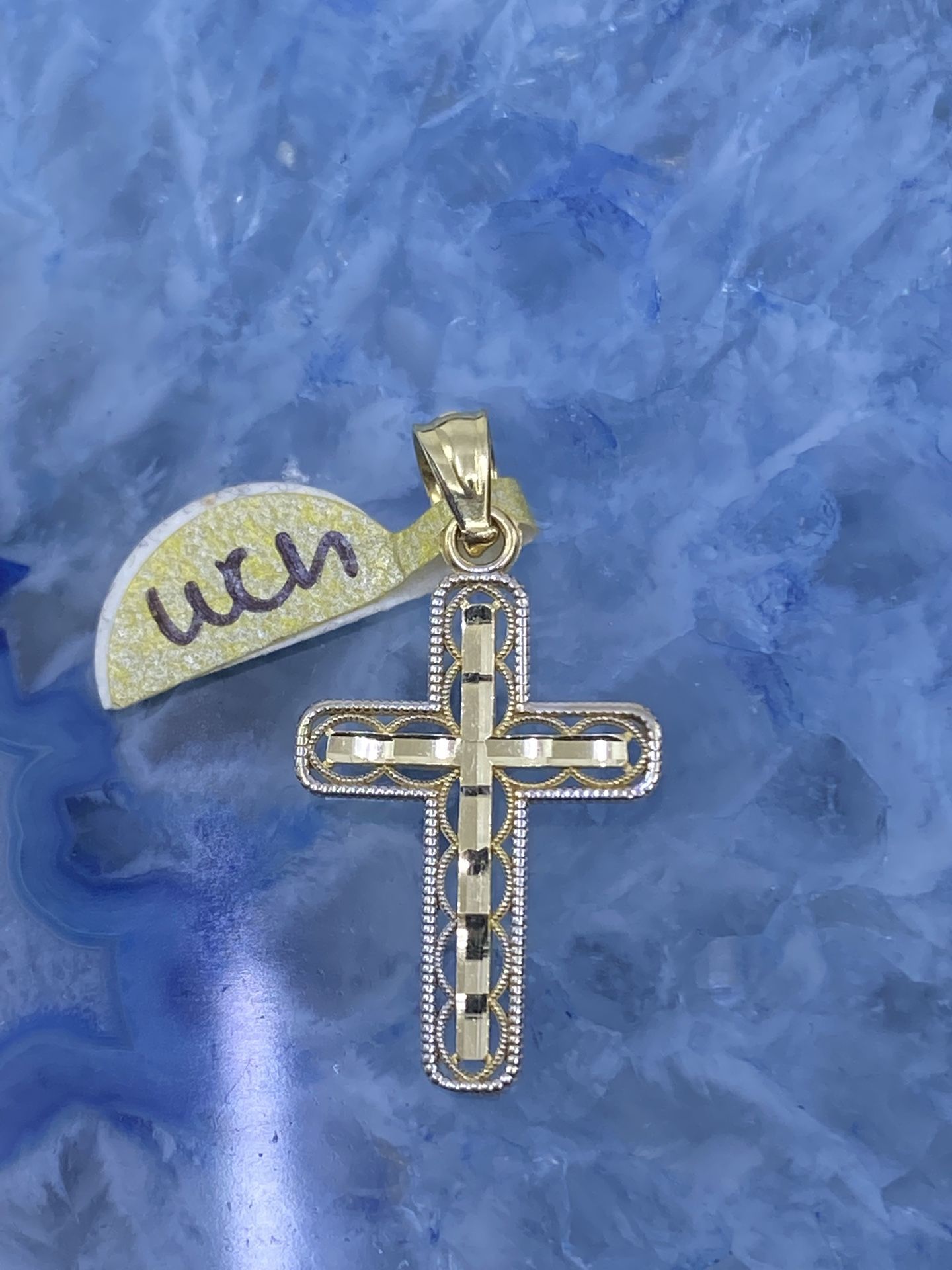 $100 Two Tone Gold Cross Religious Charm Pendant