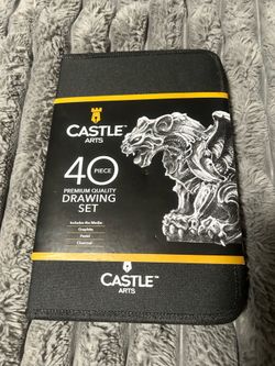 Castle Arts 40 Piece Premium Drawing Set – Complete Graphite, Charcoal & Pastel Kit