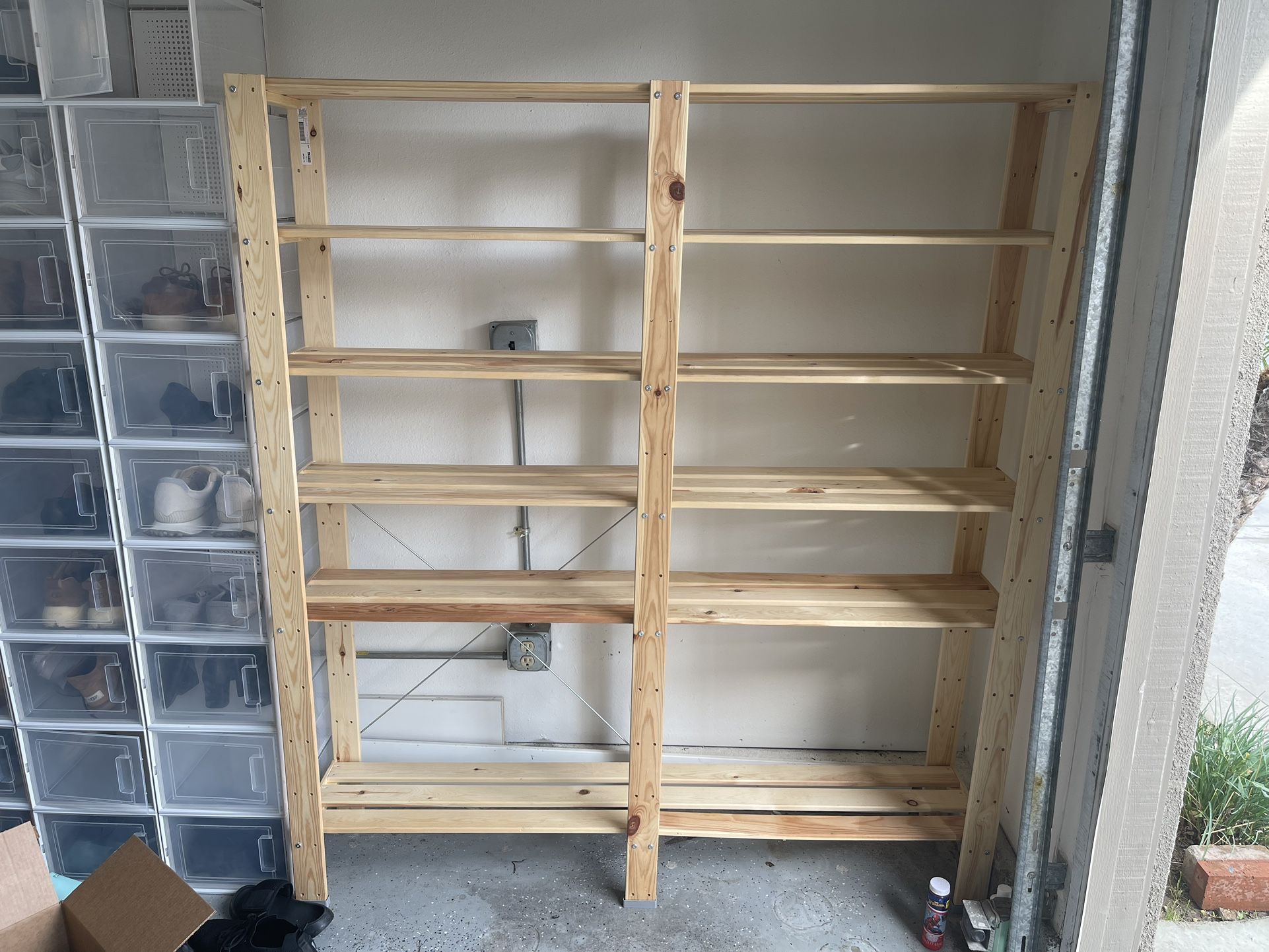 ikea HEJNE 2 section shelving unit, softwood