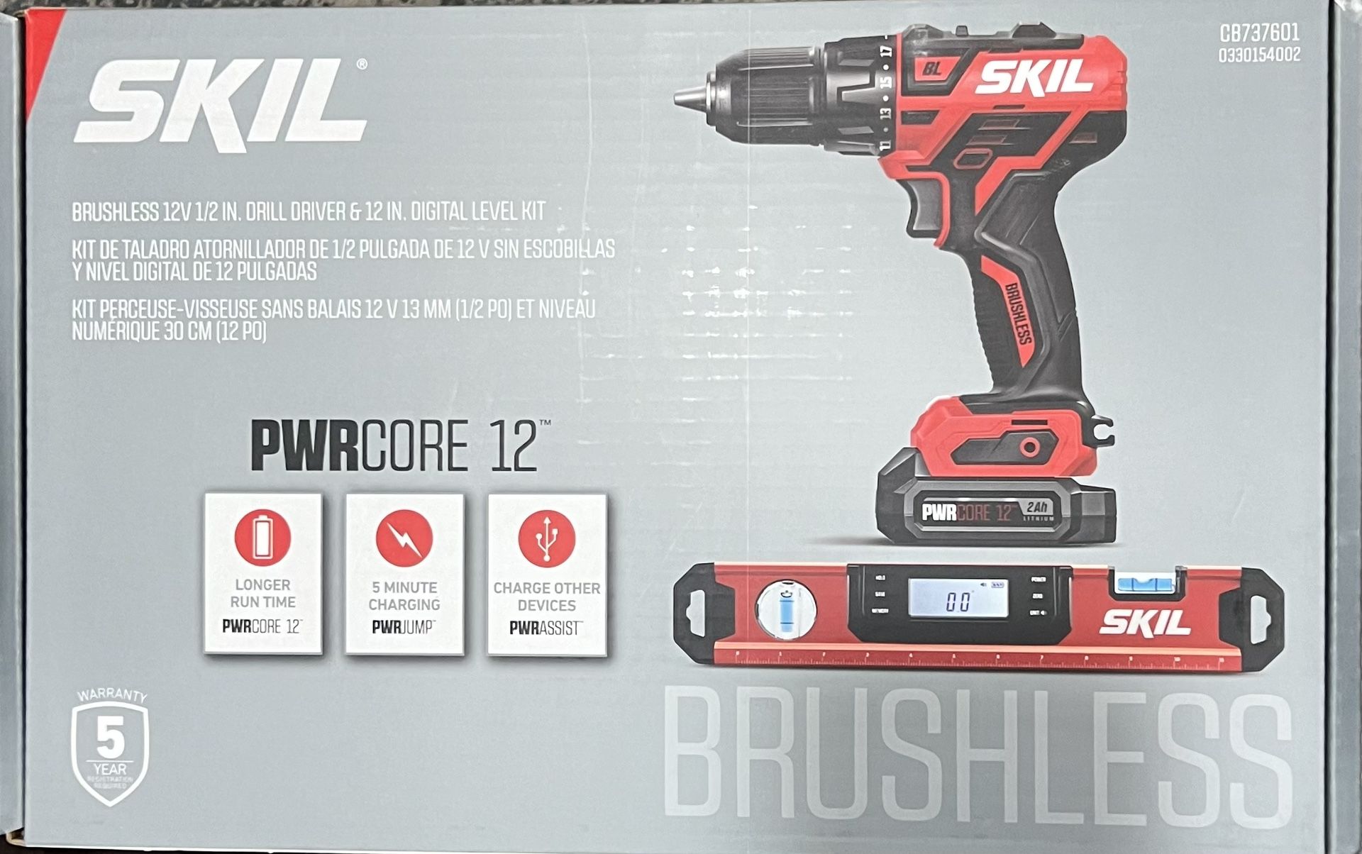 SkiL Brushless 12V 1/2 Drill Level/charger/battery/usb For Charging Devices