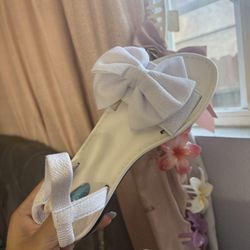 White Bow Sandals