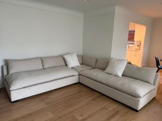 Cloud sectional beige color fabric tweed