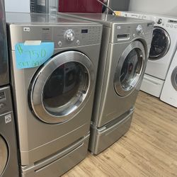 gas dryer and washer with stands 