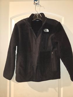 The North Face Boys Jacket Size LG -12 Black full button up Sherpa Fleece