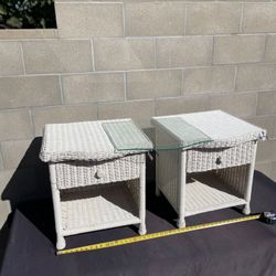 💥 Two 💥 Wicker Nightstands W/  Drawer 💥 ❗️ Like New ❗️✨19”W X 16”D X 23”H ✨