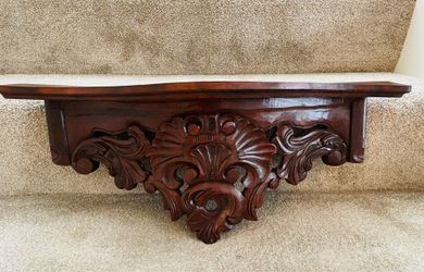 Antique rare piece of architectural hand carved console shelf