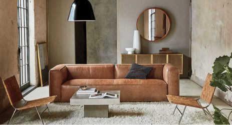 CB2 Lenyx 92" Top-Grain Buffalo Leather Sofa – Saddle Cognac