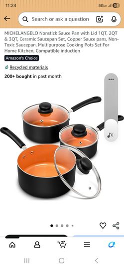 Michelangelo Nonstick Ceramic Saucepan Set 3-Piece