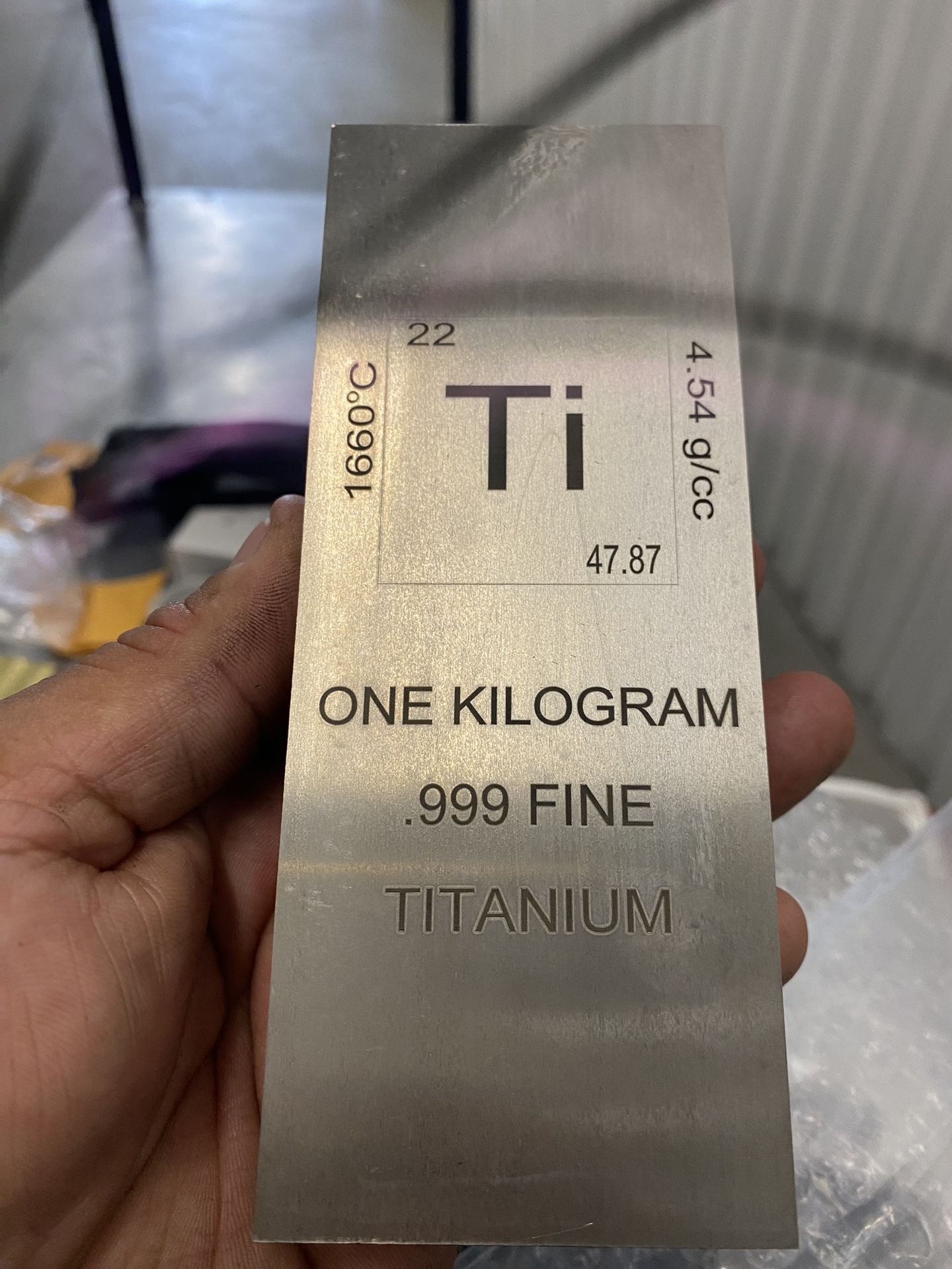 Titanium Bar - 1 Kilo Laser Engraved .999 Pure Bullion