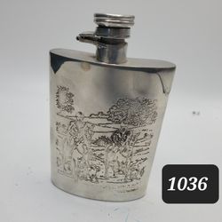 Antique Pewter Flask From England 