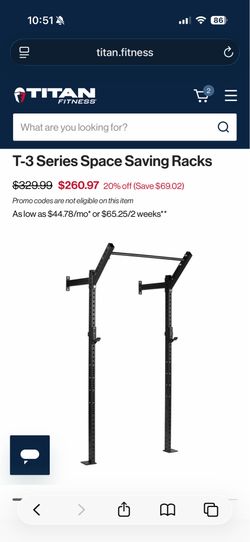 Titan Fitness T-3 Series Space Saving Rack (Wall Mounted Squat Rack)