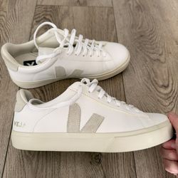 Veja White Leather Sneakers V Logo