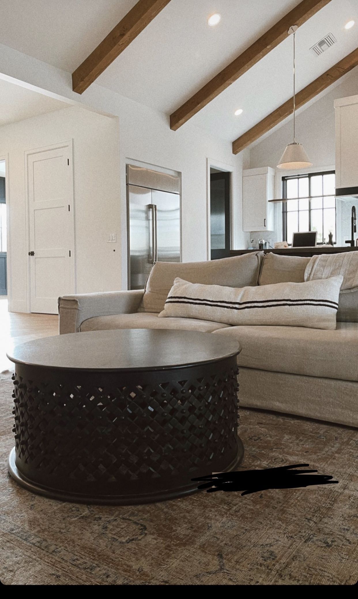 Round Black Coffee Table (Ballard Designs)